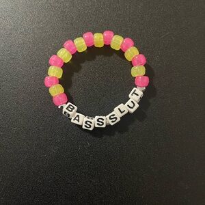 Bass Slvt Kandi Bracelet Handmade Rave Accessory Pink Yellow